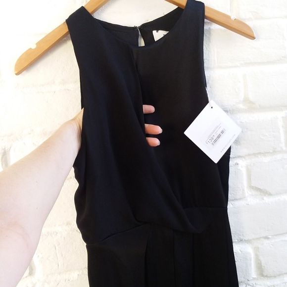 Elliatt Black Sheath Asymmetric Dress XS 2 Midi Party Cocktail High Low Sleevele - Picture 6 of 8